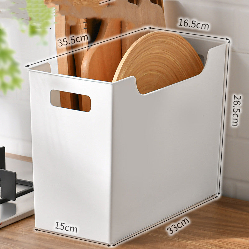 Durable White Rectangular Storage Bins with Handles for Home Organization