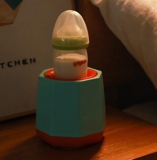 Portable Eco-Friendly Electric Milk Frother - Light Blue with Red Accents