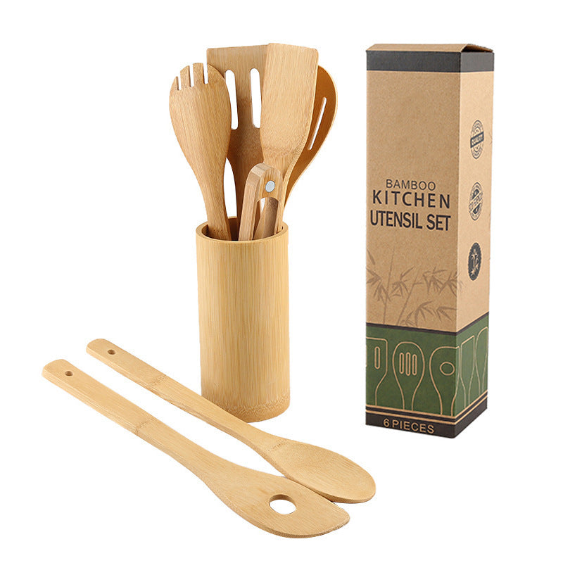 Eco-Friendly Bamboo Kitchen Utensil Set with Holder