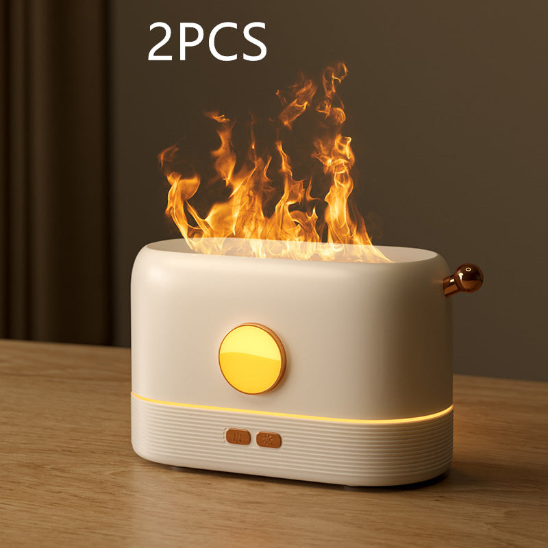 Compact LED Flame Effect Humidifier - Water-Saving & Ambient Light