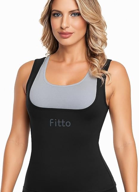 Black Shapewear Sweat Top Vest for Women - Slimming and Comfortable Workout Wear