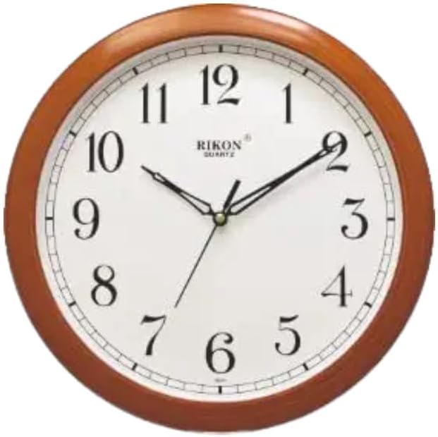 Simple Wall Clock with 25cm Wooden Finish Frame | Minimalist Design for Home and Office | Silent Non-Ticking Quartz Movement | Easy-to-Read Dial | Perfect for Living Room, Kitchen, Bedroom