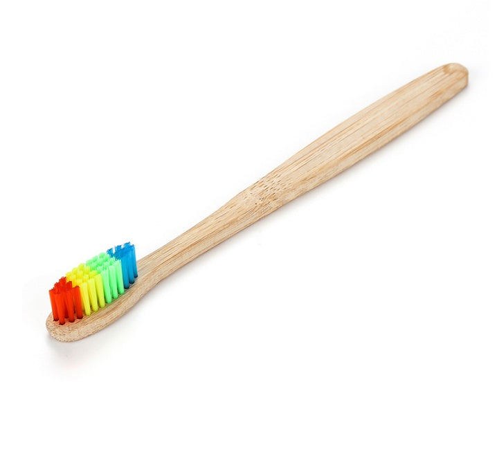 Eco-Friendly Bamboo Toothbrush with Multicolored Bristles