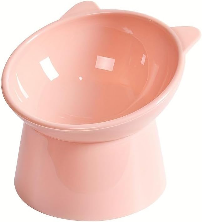 Cat Feeder Bowl – Tilted Design – 13.5cm x 11.5cm – 200ml Capacity – Pack of 4, Assorted Colors