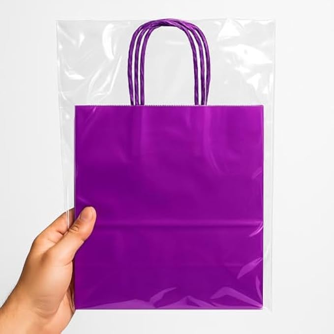 Medium Purple Paper Bags - Purple Paper Bags for Party, Shopping, Treats, Crafts, Eco-Friendly Medium Paper Bags