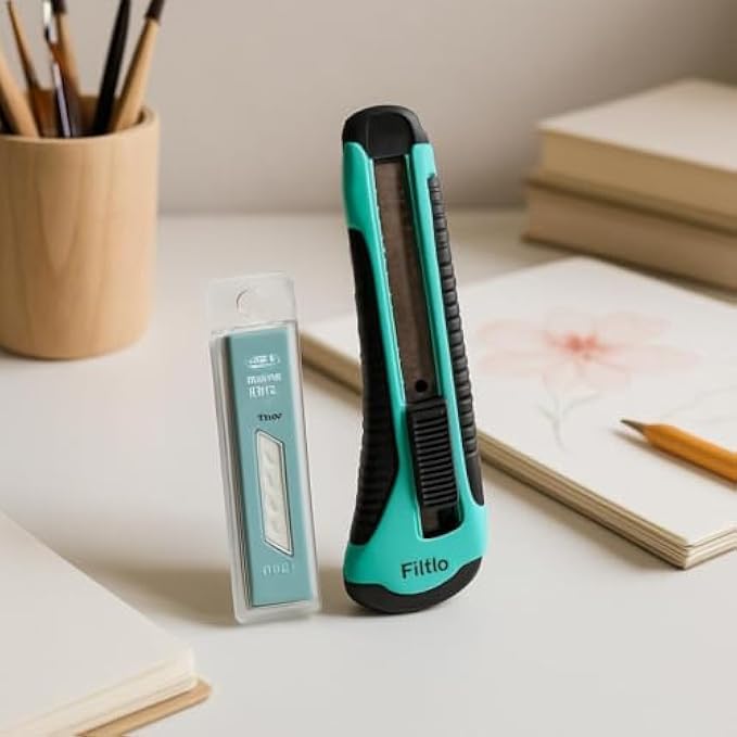 Utility Cutter Knife with Snap-Off Blade, Retractable Box Cutter for Packaging, Craft, DIY, Office