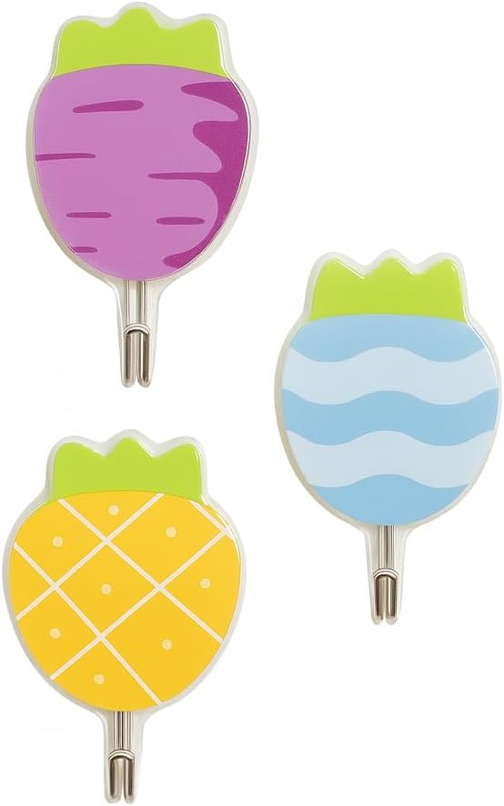 Durable Plastic Hooks Mix Emoji Designs 3pcs on Card