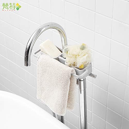 Dual Compartment Sink Faucet Shelving with Adjustable Snap Design – Grey