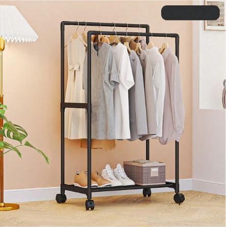 Portable Clothes & Shoe Organizer on Wheels – Multi-functional Mobile Storage Rack for Shoes and Clothing, with Rolling Casters for Easy Movement, Ideal for Bedrooms, Dorms, and Entryways