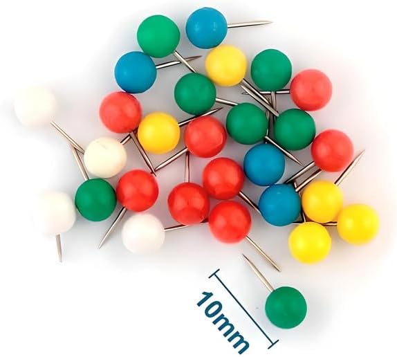 30 Pieces Steel Thumb Pins Assorted Colors, Hardware, Industrial, Fastening