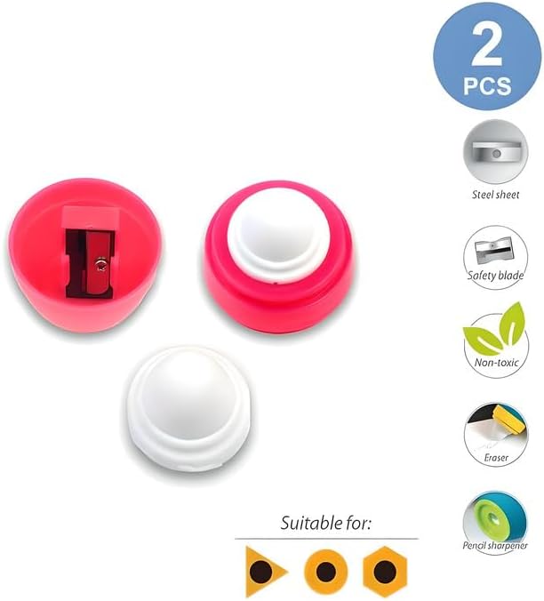 Pencil Sharpener with Eraser - Assorted Colors School Office Stationery