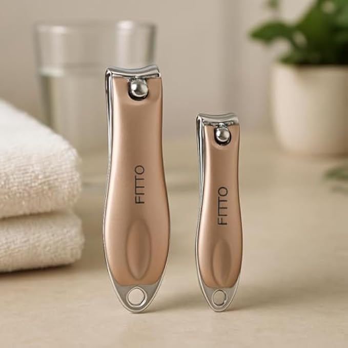 Stainless Steel Nail Clipper Set 2pcs (8x1.7cm & 6.5x1.4cm) Fingernail & Toenail Clippers Manicure Pedicure Travel Portable