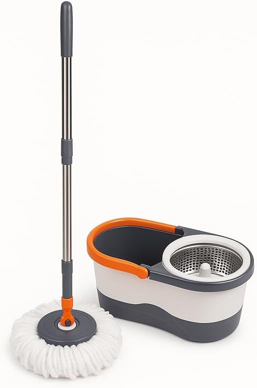 Floor Mop Bucket Set with Wringer, Microfiber Mop, 360 Degree Spin, Easy Cleaning System