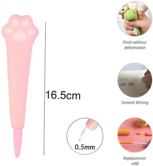 0.5mm Fancy Gel Pen, 16.5cm Cat Footprint, Assorted Color, Pack of 4