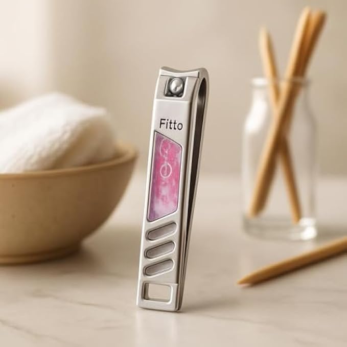 Nail Clipper 8x1.4cm Pink - Compact Portable Nail Cutter for Fingernails and Toenails, Travel Manicure Pedicure Tool