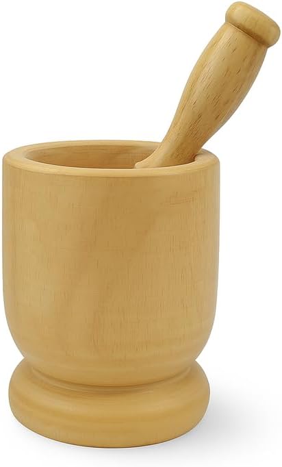 Wooden Mortar and Pestle Set for Grinding Spices and Herbs, Kitchen Tool