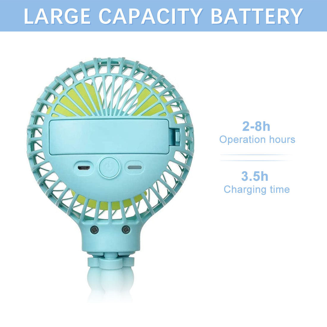 Portable Flexible Tripod Fan - Light Blue, Energy Efficient, Multi-Use