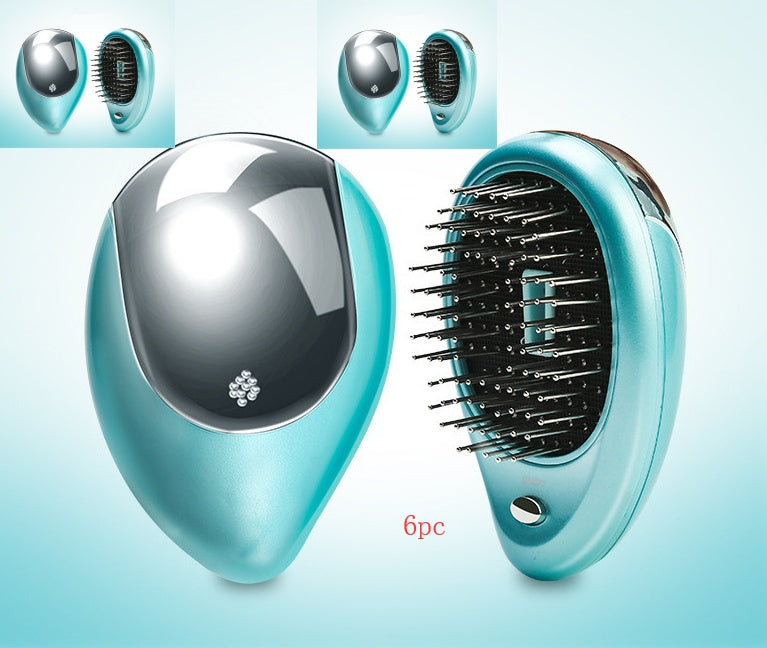 Teal Teardrop Hairbrush with Metal Bristles for Eco-Friendly Hair Care