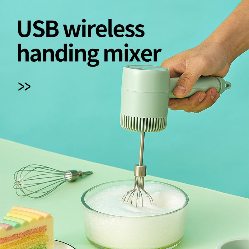 Wireless Handheld Food Mixer - Light Green, Rechargeable, Eco-Friendly