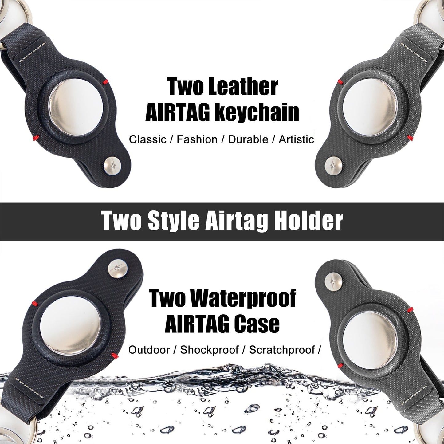 Durable Black AirTag Keychain Holder for Secure Tracking