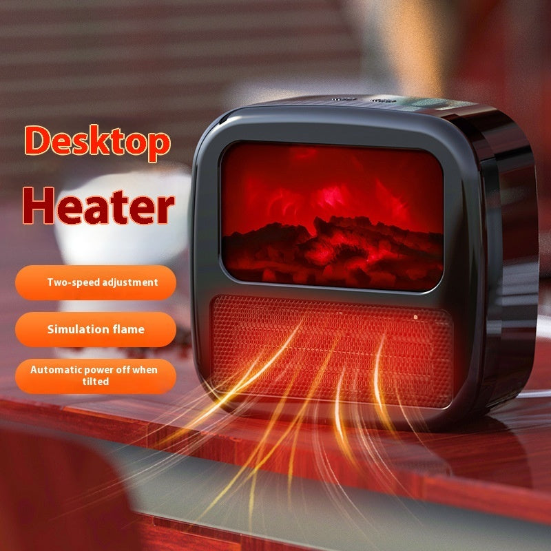 Energy-Efficient Desk Heating Fan with 3D Fire Effect