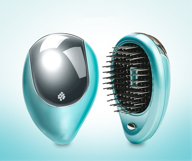 Teal Teardrop Hairbrush with Metal Bristles for Eco-Friendly Hair Care