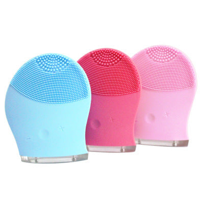 Eco-Friendly Silicone Facial Cleansing Brush in Blue, Red, and Pink
