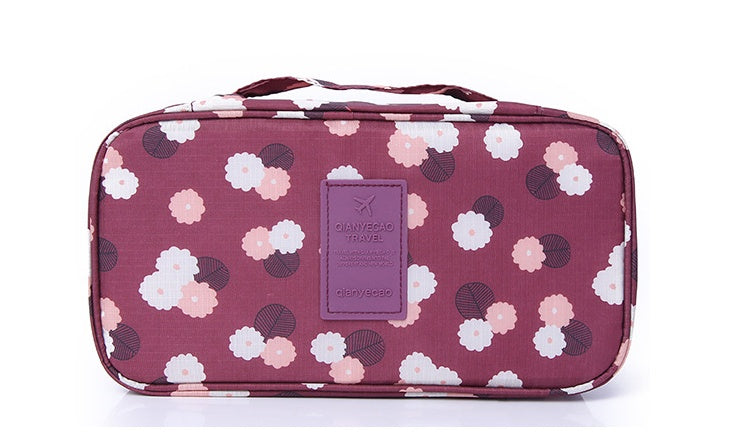 Eco-Friendly Travel Underwear Organizer Bag - Blue Floral Pattern