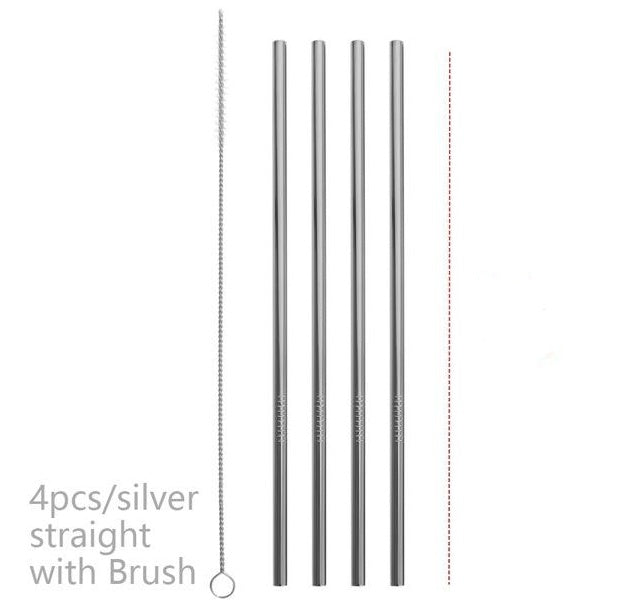Eco-Friendly Reusable Metal Straws - Assorted Colors, Stainless Steel