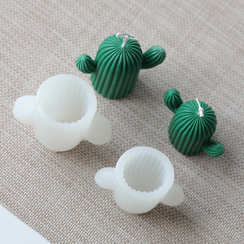 Eco-Friendly Cactus Decorative Candles - Green & White Wax