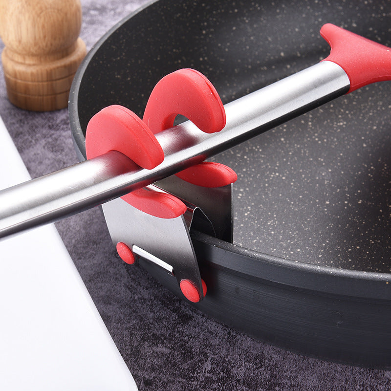 Red and White Silicone Spoon Holder Clip for Mess-Free Cooking