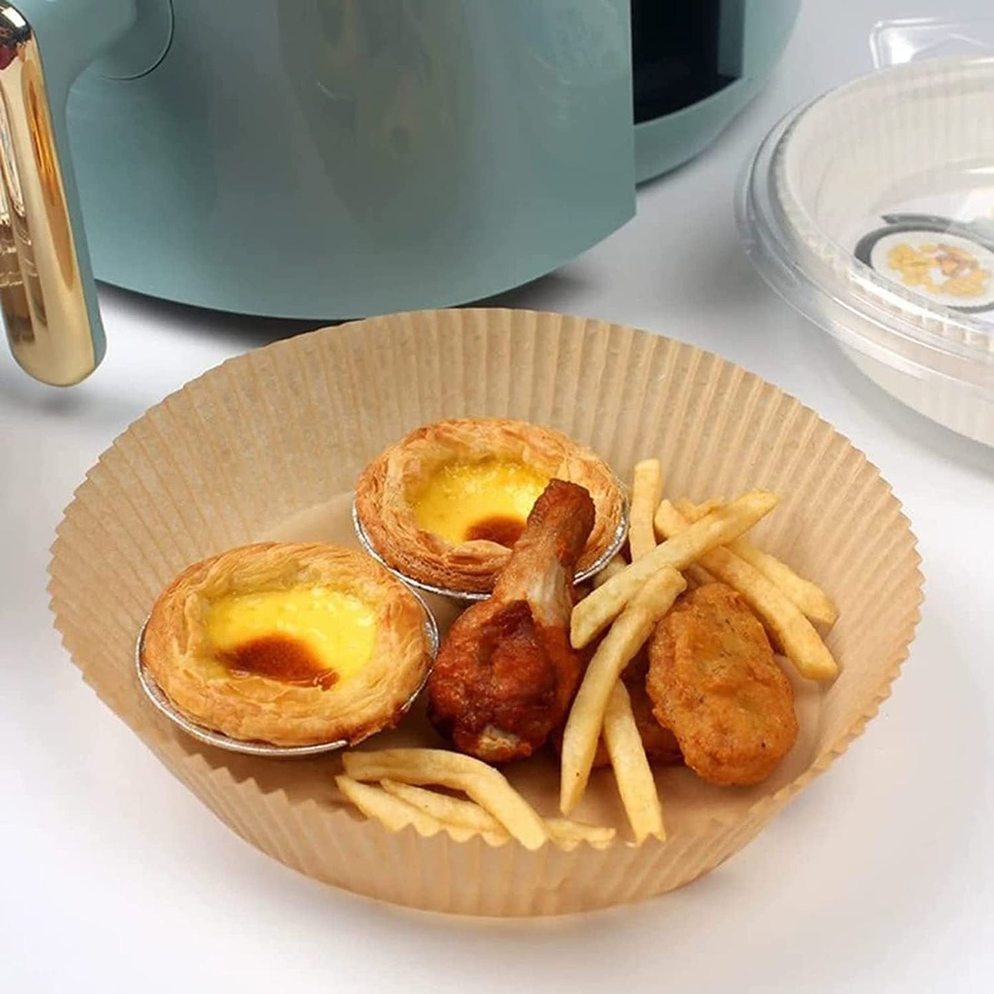 Eco-Friendly Air Fryer Paper Liners - Unbleached, Biodegradable, Round