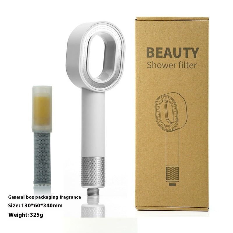 Water-Saving Silver Handheld Shower Head with Red Nozzle