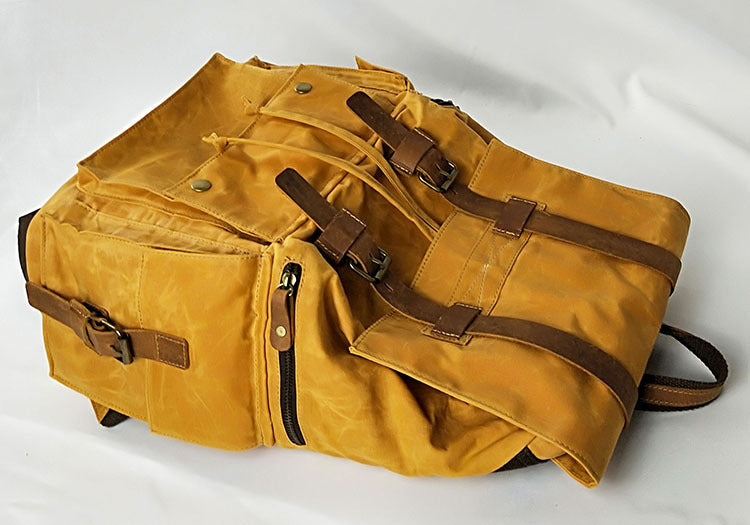 Eco-Friendly Canvas Backpack with Leather Straps