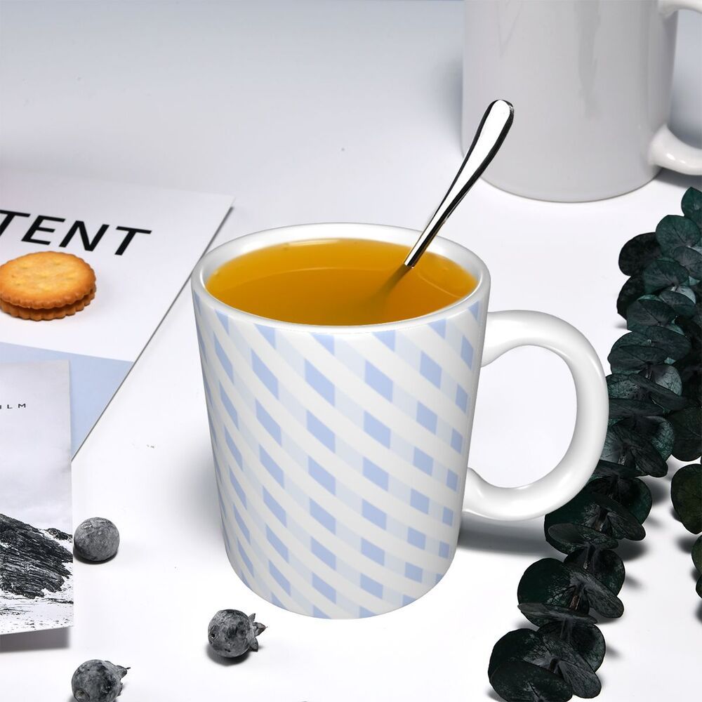 Eco-Friendly Ceramic Mug with Blue Stripes - Sustainable & Reusable