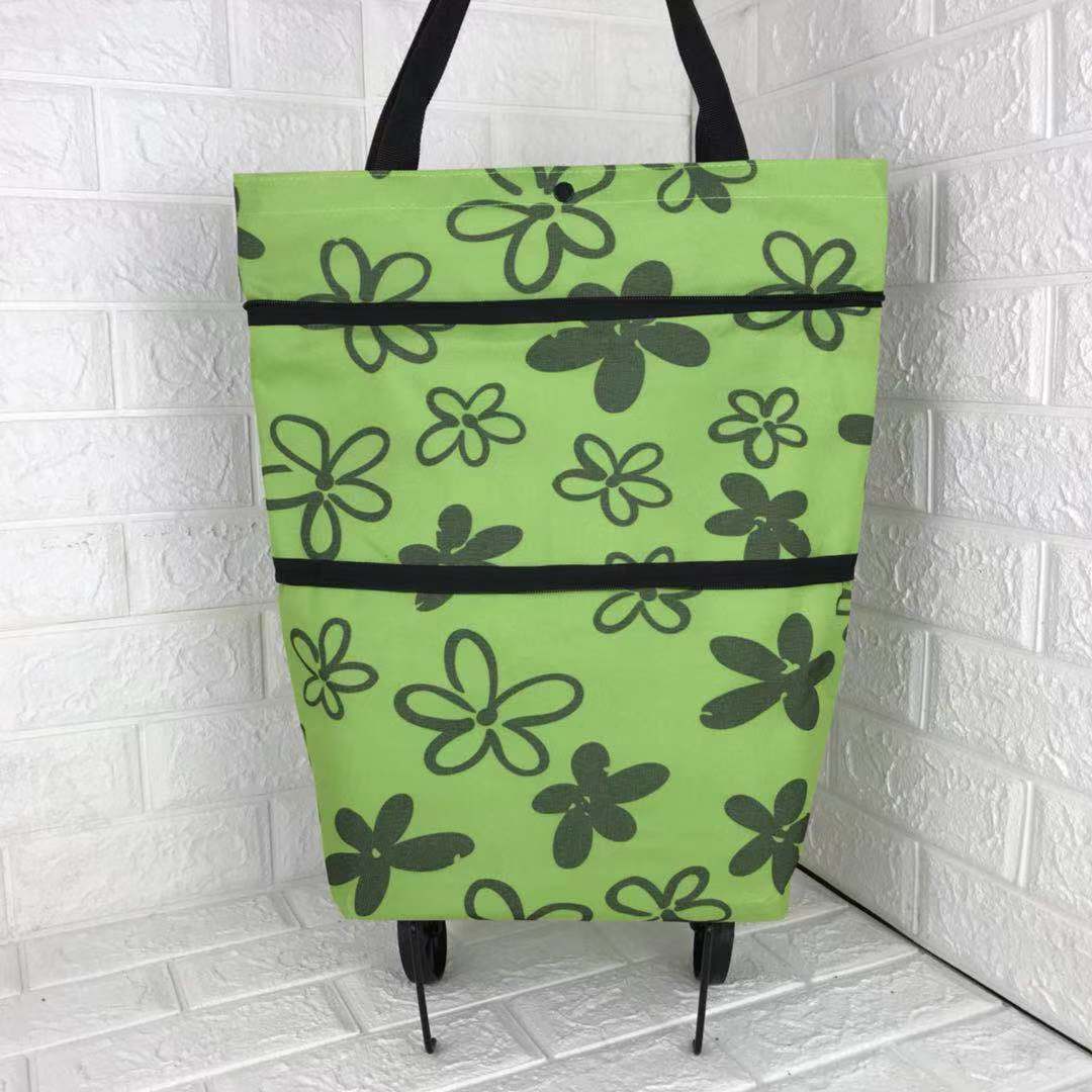 Eco-Friendly Convertible Shopping Bag with Wheels - Green Tote