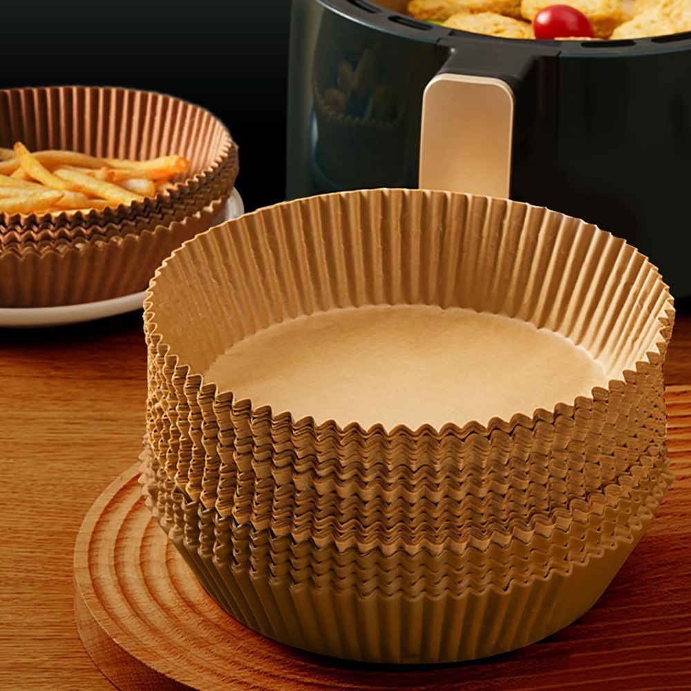 Eco-Friendly Air Fryer Paper Liners - Unbleached, Biodegradable, Round