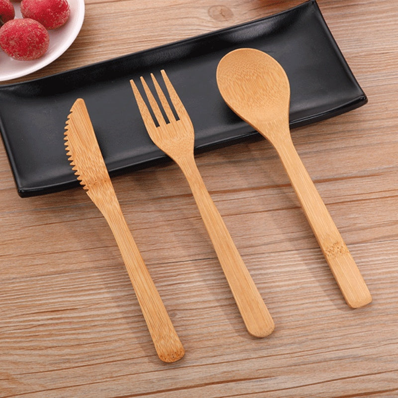 Eco-Friendly Bamboo Cutlery Set - Sustainable Fork, Spoon, Knife