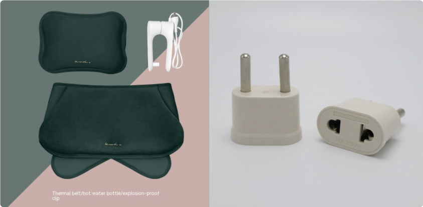 Eco-Friendly Electric Hot Water Bottle - Dark Green Fabric-Covered