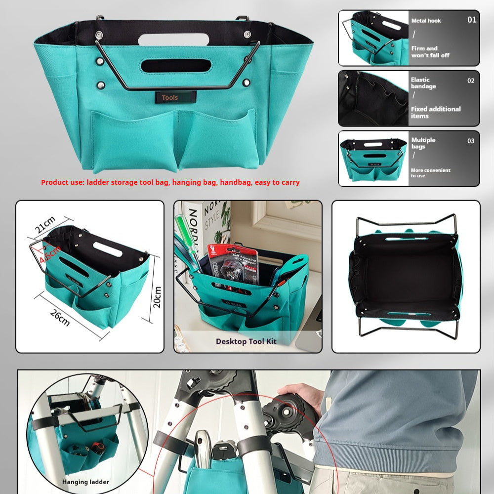 Durable Waterproof Herringbone Ladder Tool Storage Bag - Blue