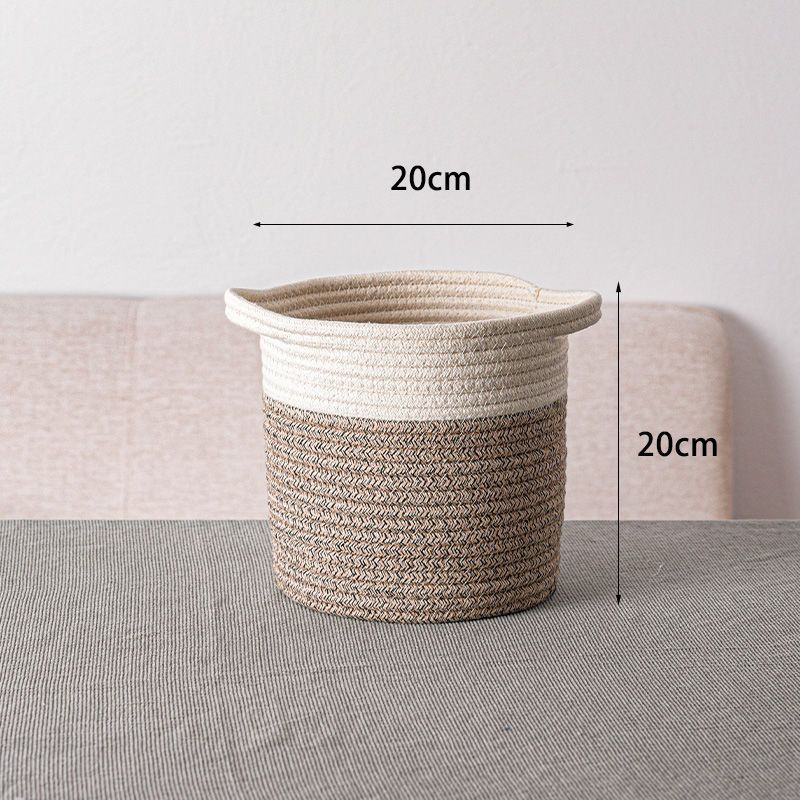 Eco-Friendly Cylindrical Storage Baskets Set - Beige & White