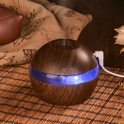 Spherical Wood Grain Essential Oil Diffuser with LED Light