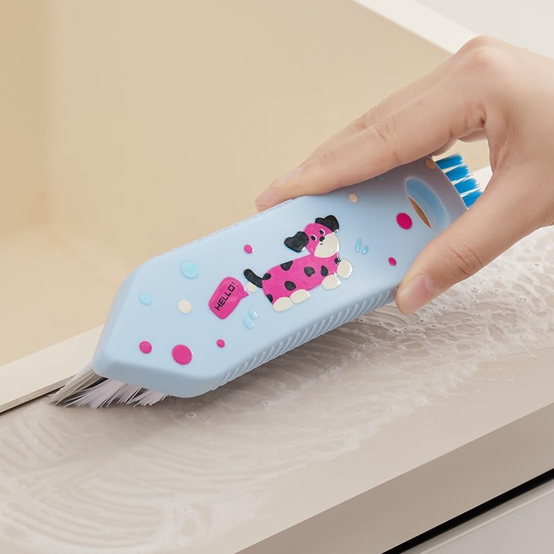 Multi-Functional Triangular Corner Cleaning Brush - Ergonomic Design in Rose Red and Blue