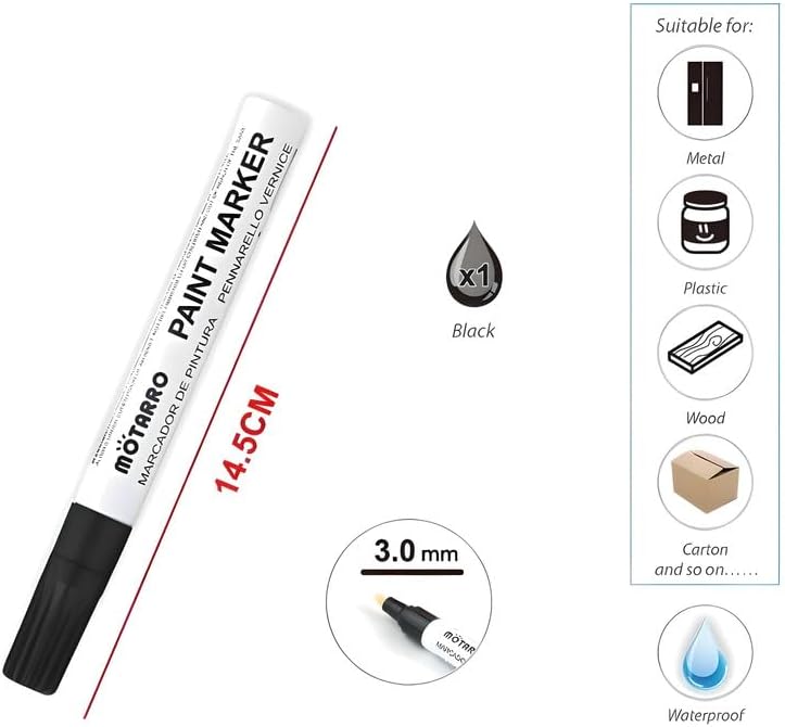 Black Permanent Marker 14.5 cm, 3 mm Tip, Ideal for Office and School Use