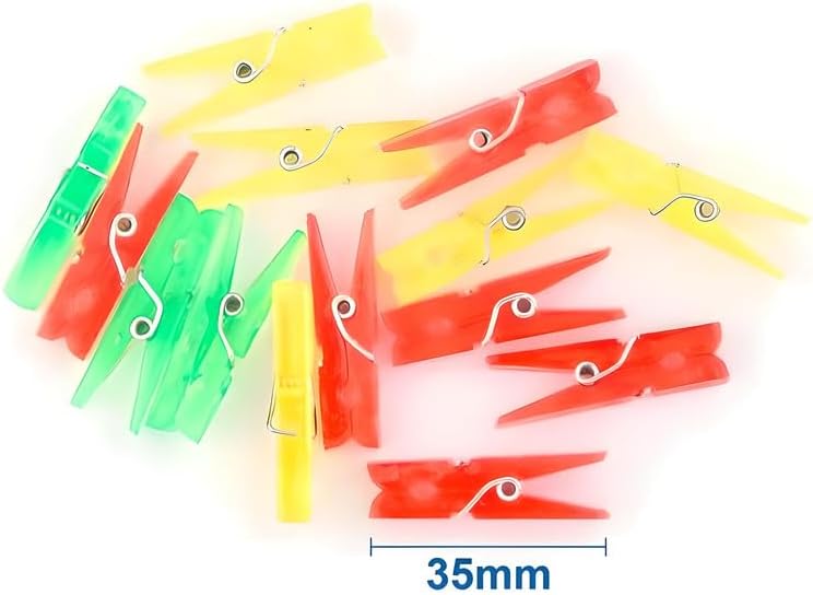 10 Piece Clothespins with Spring, 35mm, Assorted Colors