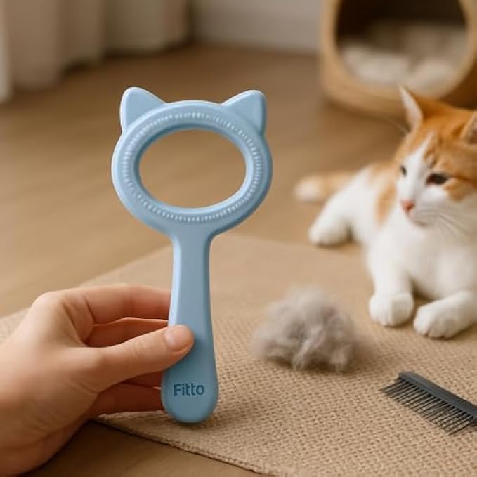 Pet Grooming Brush for Dogs and Cats, Blue 17x9 cm - Handheld Fur Brush for Shedding, Deshedding, Detangling and Massage
