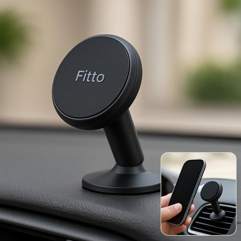 Magnetic Mobile Holder for Car, Black Bracket for Easy Phone Access