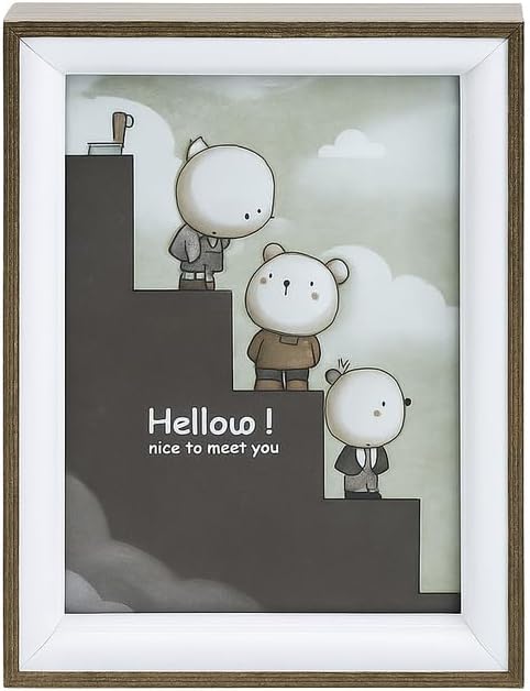 Brown Wooden Photo Frame with White Border, 6x8 Inch Size, Home Decor, Picture Display