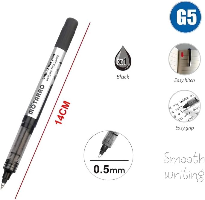 Liquid Ink Pen 0.5mm, 14cm, Gray, Smooth Writing, Office & School Supplies