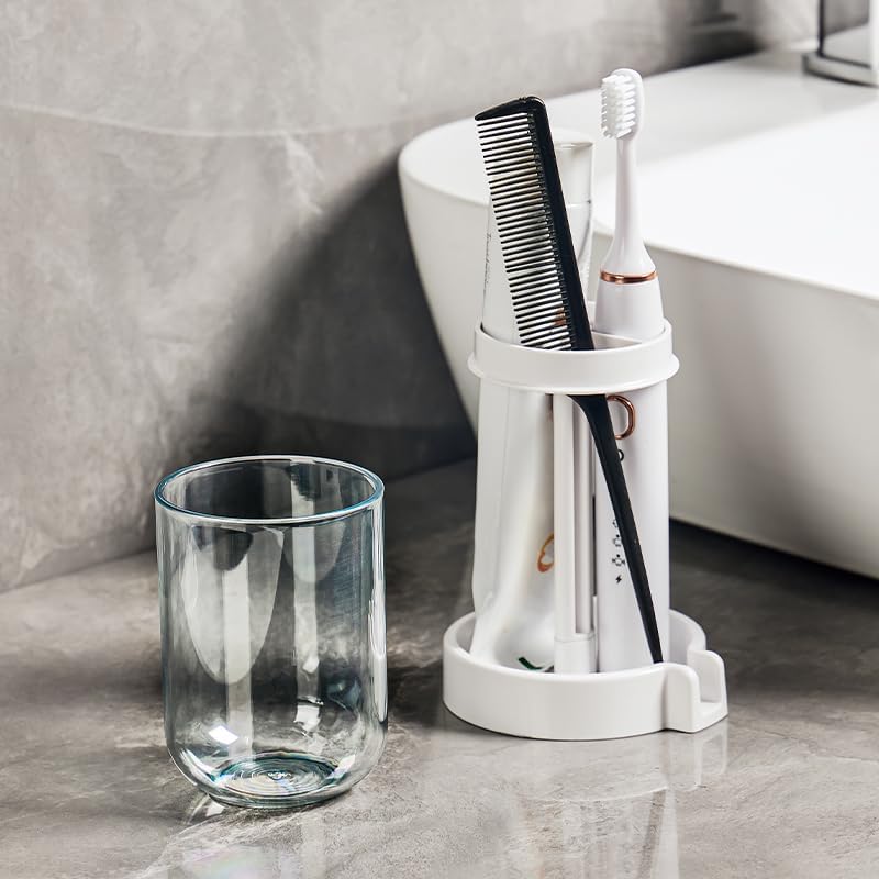 Stylish Transparent Gray/Pink Toothbrush Cup Holder